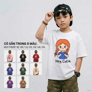 Áo thun bé trai form rộng, phong cách Hàn Quốc, thời trang, thấm hút mồ hôi, mềm mịn, size 90-150, cho bé 2-12