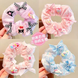 Kuromi Phụ Kiện Tóc Trẻ Em Dây Buộc Tóc Scrunchy Cho Bé Gái Không Làm Tổn Thương Tóc Dây Cao Su Bé Gái Dây Buộc Tóc Đầu Dây Buộc Mũ Đội Đầu