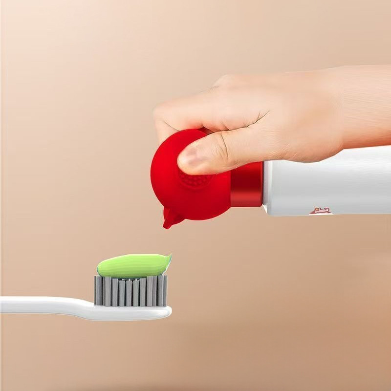 Nắp ép kem đánh răng màu trắng đỏ Máy ép kem đánh răng silicon bền bỉ để sử dụng trong phòng tắm hàng ngày Dễ dàng lắp đặt