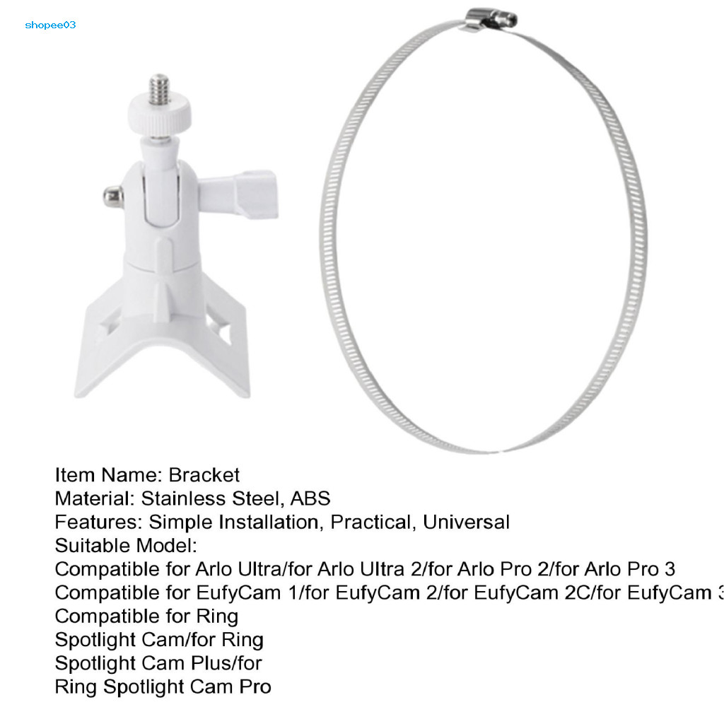[Ky] Gắn Camera bằng thép không gỉ 360° Giá đỡ gắn camera có thể điều chỉnh cho Eufycam 2c Spotlight Cam – Dễ dàng cài đặt Giá đỡ ống Camera an ninh ngoài trời bền bỉ