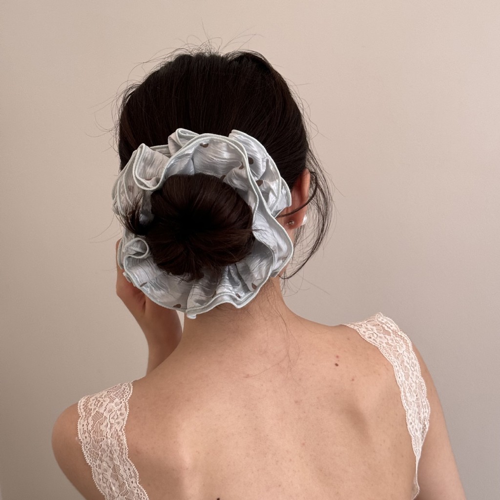 Hululu / Niche Design Feel Double-Layer Hair Volume Chấm Bi Lớn Ruột Tóc Nhẫn Trang Sức Phù Hợp Với Phụ Kiện Tóc Sang Trọng