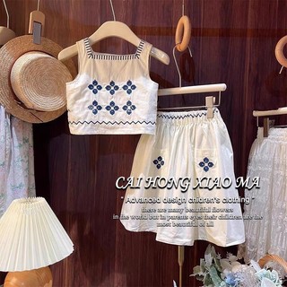 Bộ đồ thú cưng cho bé gái Bộ đồ hai mảnh không tay ren cho bé gái