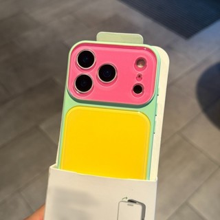 Dopamine Màu Sắc Tương Phản Cửa Sổ Mở Rộng Thứ Hai Điện Thoại Di Động Cho iPhone17 16 15 14 Pro Max Chống Sốc Bảo Vệ Camera Ốp Lưng Cứng Chống Rơi