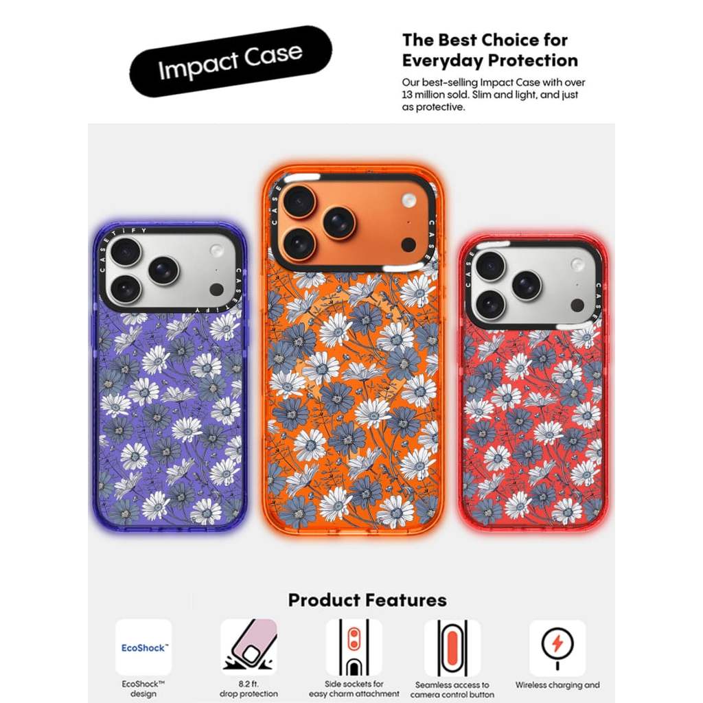 CASECASE X Hoa Trắng Xanh Cam / Đỏ / Perri Bộ Sưu Tập Kẹo Tím Màu Trong Suốt Cứng Hút Từ Tính Tác Động Cho Apple IPhone 13 14 15 16 17Pro Max Plus Có Hộp