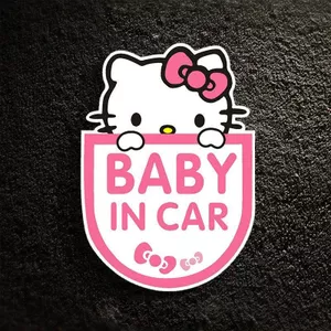 Hoạt Hình Mèo Kitty Dễ Thương Cho Bé Trong Đầu Ô Tô Miếng Dán Xe Ô Tô Trẻ Em Trên Tàu Cảnh Báo Trang Trí Cho Thân Xe