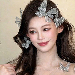 Fairy Qi Lấp Lánh Kim Cương Bướm Kẹp Tóc Công Chúa Gió Bên Kẹp