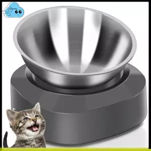 Thép không gỉ cho bát nước thức ăn ướt khô, đĩa cho mèo nâng lên, thiết kế nghiêng 15 góc nghiêng nâng