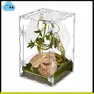 Dành cho nhện nhảy, tắc kè, Tarantulas Tương thích Acrylic Bò sát Terrarium Lắp ráp dễ dàng, 360° Thiết kế rõ ràng Vỏ thú cưng an toàn