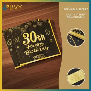 BVY 20 Cái 30th 40th 50th 60th Khăn ăn sinh nhật và khăn ăn kỷ niệm vàng Chúc mừng 50 năm Khăn ăn dự tiệc dùng một lần.