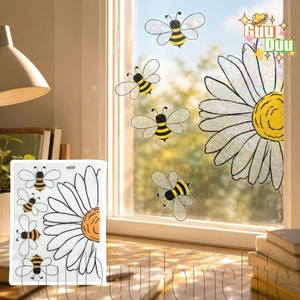 Trang trí nhà cửa - Nhãn dán cửa sổ ong hướng dương - Decal dán phim PVC tĩnh - Đính cửa kính có thể tháo rời - Bánh ngọt tự làm trần - Giấy dán tường phòng ngủ / Giao hàng miễn phí