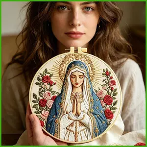 Người Mới Bắt Đầu Bộ Thêu Virgin Mary Handmade Trang Trí Nhà Thêu DIY Bộ Dụng Cụ Có Kim Dành Cho Nữ Người Mới Bắt Đầu wipqsvn