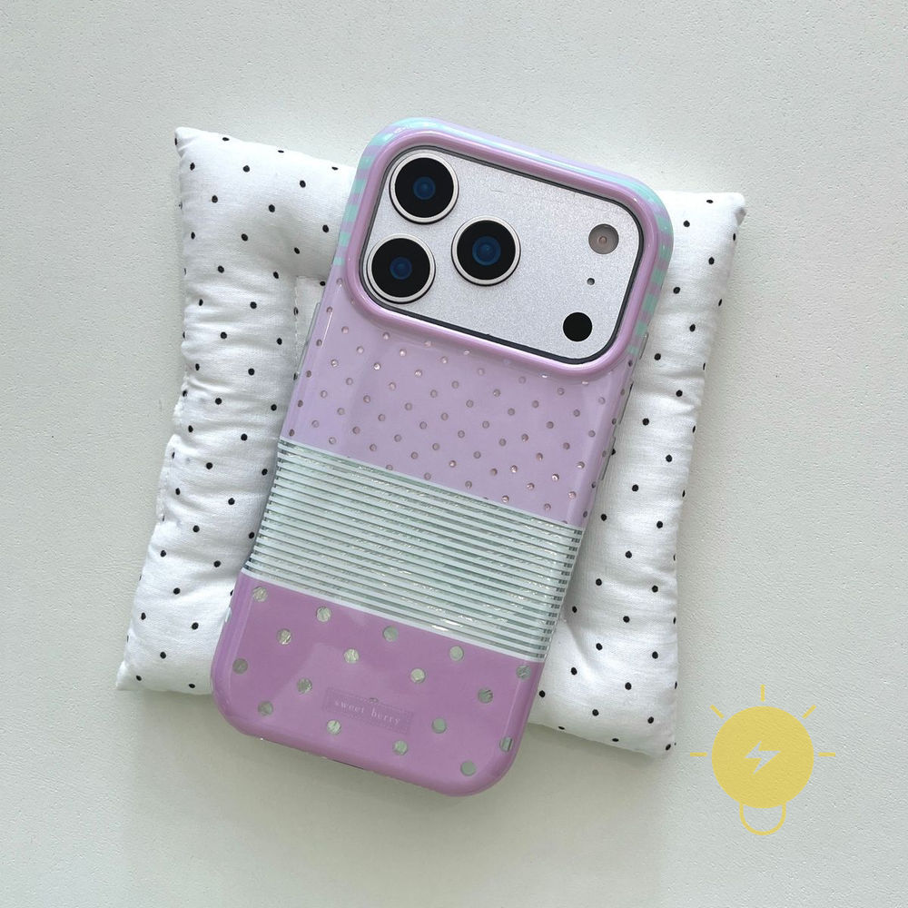 Phone Case For iPhone 17 Pro Max 16 15 14 13 TPU Purple Polka Dot Stripe Polka Dot Aesthetic Korean Cute