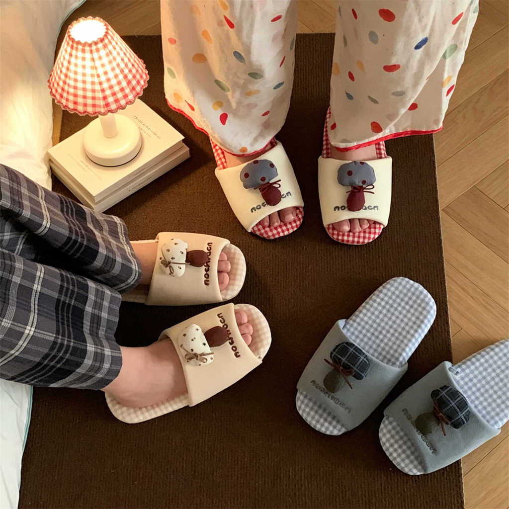 XIXITIAO Dép Nữ Cotton Màu Sắc Thường Ngày Phù Hợp Với Ca Rô Tắt Tiếng Trong Nhà Nhà