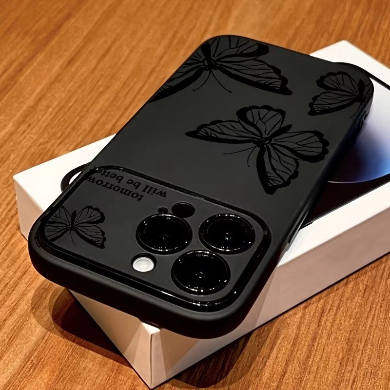 Ốp Điện Thoại Silicon Chống Sốc Bướm Đen Cho iPhone 11 14 15 16 Plus 12 13 17 Pro Max Cho iPhone X XS XR Bìa Mềm