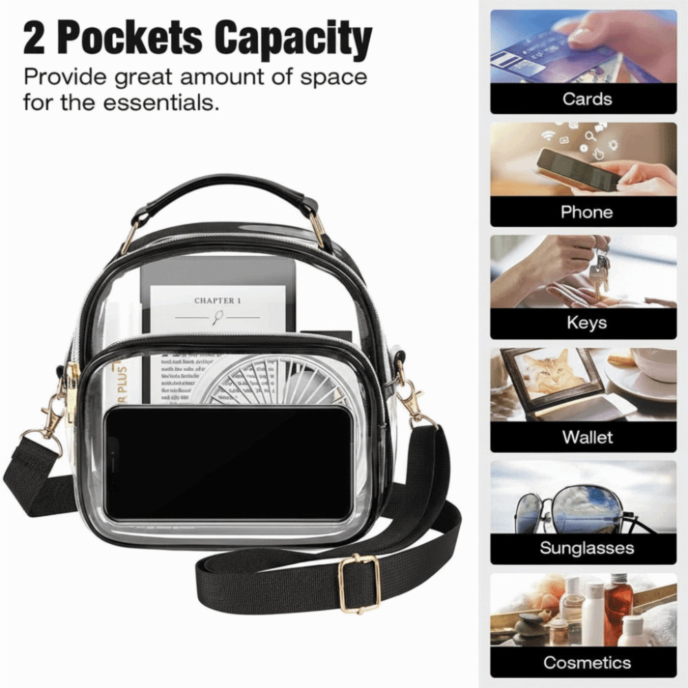 Túi đeo vai HIGHVIEWLS, Túi xách trong suốt chống thấm nước dung tích lớn, Túi đeo chéo PVC thiết kế đơn giản Mùa hè