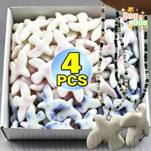 1-4 Hạt gốm Dove Peace Dove - Hạt đệm gốm thủ công - để làm đồ trang sức DIY - Mặt Vòng cổ thủ công - Bông tai, Phụ kiện móc khóa / Giao hàng miễn phí
