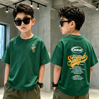 Áo thun bé trai in chữ Stanford 2 mặt, cotton mềm mát, áo ngắn tay cho bé 3-12 tuổi, thời trang hè