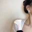 Shuling S925 Bạc Kim Siêu Đẹp Dứa Opal Bông Tai Hoa Kim Cương Trang Sức Thời Trang