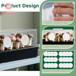 PWSSEND 24 Bộ lọc Monotub nấm, Đĩa lọc dính Micropore Monotub thoáng khí, Đĩa lọc Monotub đa năng bằng vải Cotton chuyên nghiệp Đồ dùng làm vườn