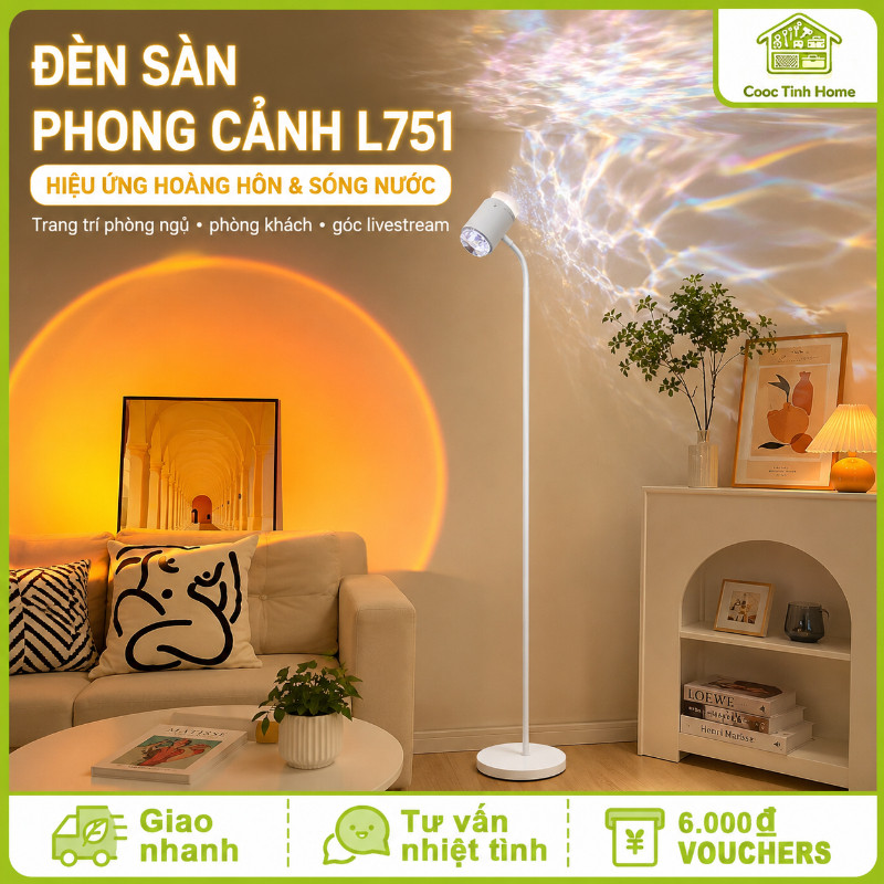 Đèn Sóng Nước Hoàng Hôn 2in1 Có Điều Khiển, Ánh Sáng Lãng Mạn Trang Trí Phòng Ngủ, Phòng Khách Và Làm Nền Livestream