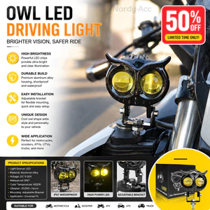 ĐÈN ĐÈN LED MOTORCYCLE Hình Cú Hai Màu Vàng Trắng Spotlight Sáng Phụ Trợ Đèn Sương Mù Đa Năng Cho Xe Địa Hình UTV Xe Tải Lái Xe Phần Chiếu Sáng