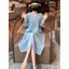 Vải Lanh Cotton Văn Học Phong Cách Trung Hoa Phong Cách Trung Hoa Công Nghiệp Nặng Thêu Cổ Chữ V Giữa Tay Đầm Tính Khí Retro Váy Nữ 5.26