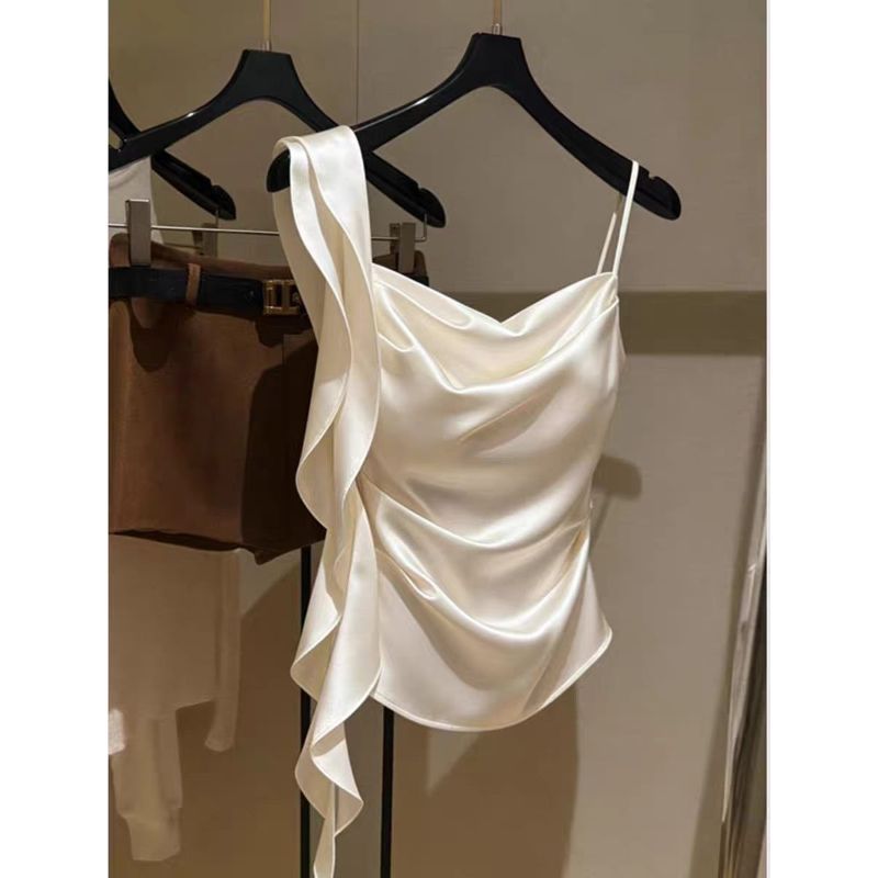 [Seckill trong thời gian có hạn] Thiết kế cao cấp kiểu Pháp Xù khâu cổ xoay xếp li Slim Camisole mùa hè 2026 Áo phong cách mới