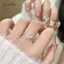AqToCna Phong Cách Hàn Quốc Sáng Bóng Zircon Mở Nhẫn Có Thể Điều Chỉnh Dành Cho Nữ Cô Gái Lãng Mạn Nơ Nhẫn Thời Trang Đơn Giản Ngón Tay Trang Sức Quà Tặng AqToCna