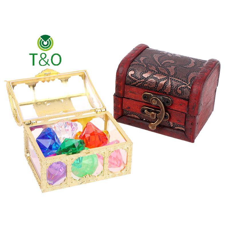 [T & O-t] Đồ chơi bể bơi đá quý lặn 10 viên kim cương lớn đầy màu sắc với hộp cướp biển kho báu bơi lội [mới]