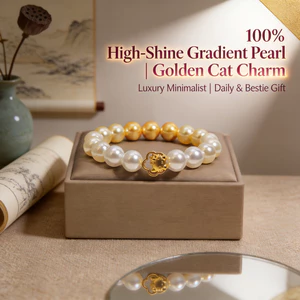 Vòng tay ngọc trai chuyển màu phong cách mới dành cho nữ - Golden Cat Charm - Tối giản sang trọng - Trang phục hàng ngày & Bestie