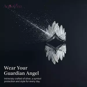 AqToCna Punk Gothic Nữ Có Thể Điều Chỉnh Màu Bạc Đôi Cánh Thiên Thần Nhẫn Cho Phong Cách Độc Đáo Cuộc Phiêu Lưu AqToCna