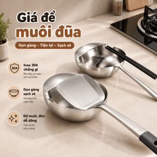 Giá Đỡ Muôi Vá Inox 304 Cao Cấp Chống Gỉ, Khay Gác Đũa Thìa Nhà Bếp Tiện Lợi Giữ Sạch Mặt Bếp