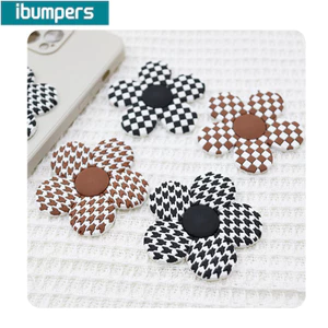 Ibumpers DIY Vỏ Điện Thoại Chất Liệu Bộ Trái Tim Nhựa 3D, Quyến Rũ Miệng Lớn Ngộ nghĩnh, Nơ Gingham & Hoa Houndstooth PVC cho Vỏ iPhone
