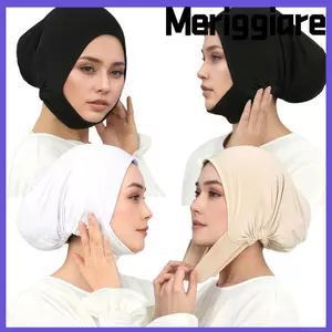 Ống Hijab tức thì MERIGGIARE, Áo Hijab bên trong co giãn bằng vải Cotton, mặc áo lót trơn nguyên khối Tudung dành cho nữ