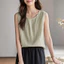 T Sang Trọng Thường Ngày Phù Hợp Với Vải Lanh Cotton Không Tay Top Văn Học Retro Thời Trang Giảm Tuổi Quần Áo Nữ 5.26