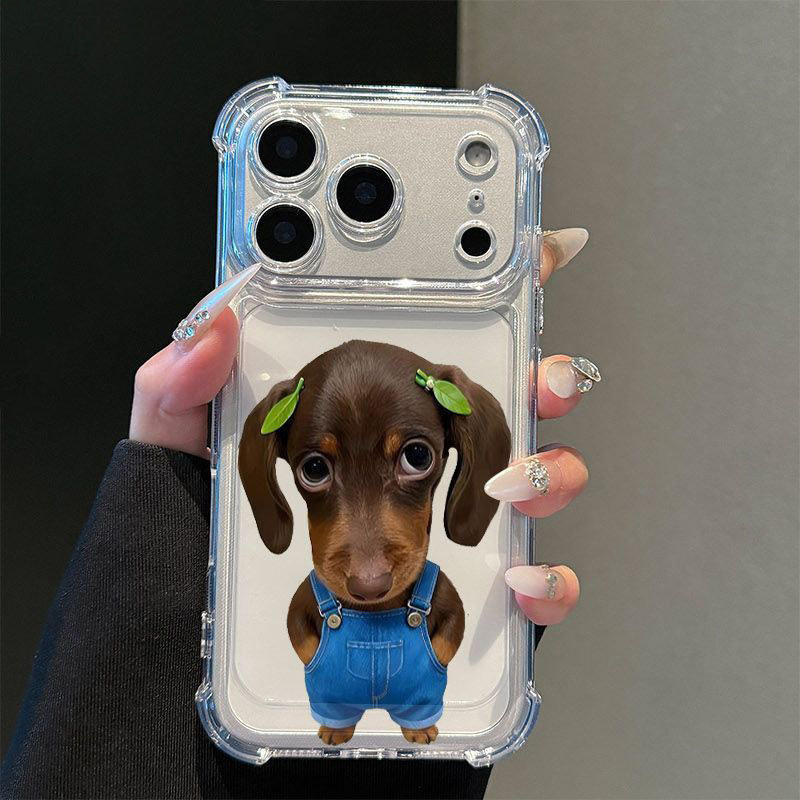 Ốp lưng in chó quần đeo vai dễ thương chống sốc 4 góc dành cho iPhone 17/16/15/14ProMax