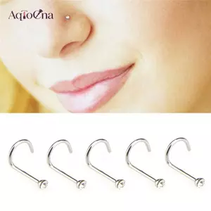 AqToCna 20 Cái / bộ Thép Không Gỉ Pha Lê Kim Cương Giả Trang Sức Xuyên Mũi Đinh Nhẫn AqToCna