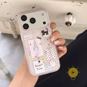 Phone Case For iPhone 17 Pro Max 16 15 TPU Pink Cat Star Skin Friendly Aesthetic Korean Cute