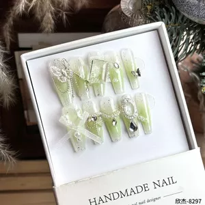 2.7 Xanh Lá Cây Đơn Giản Nhẹ Nhàng Trắng Nguyên Chất Áo Giáp Đeo Tay Xanh Phong Cách Dài