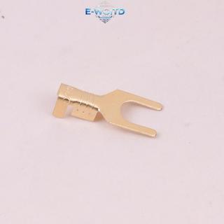 E-WOITD 100 Cái / Pa 3.2 / 4.2 / 5.2 / 6.2MM Cáp đồng thau hình chữ U nối đất Lug Fork Terminal Pressed Bare Terminal Butt Doing Connector E-WOITD