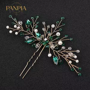 PNPIA- Thời Trang Quyến Rũ Kim Cương Giả Xanh Tóc Nữ Tiara Phụ Kiện Tóc Cô Dâu Cưới Đầu Đồ Trang Trí Mũ Kẹp Tóc