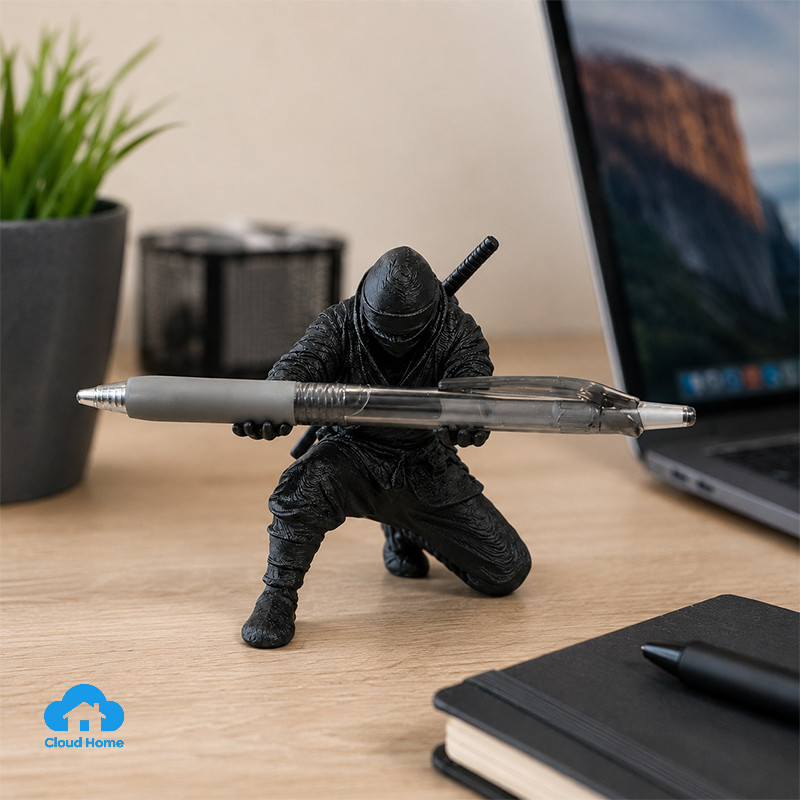 🌤️COD🌤️Tượng Ninja 3D cầm bút – Giá đỡ bút trang trí bàn học/bàn làm việc