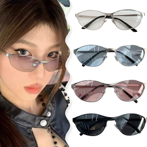 Kính râm mắt mèo kim loại cổ điển mới dành cho nữ - UV400 Protection Retro Oval Shades, Fashion Y2K Style