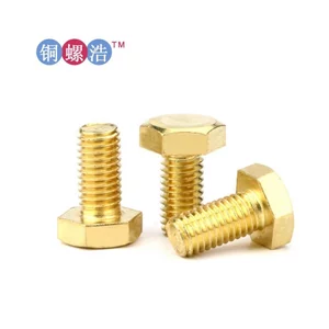 Pinguan Gold DIN933 Đồng thau bên ngoài lục giác Bolt Acid Wash H63 Chất liệu GB30 Flat Brain Hexagon Vít DYNG