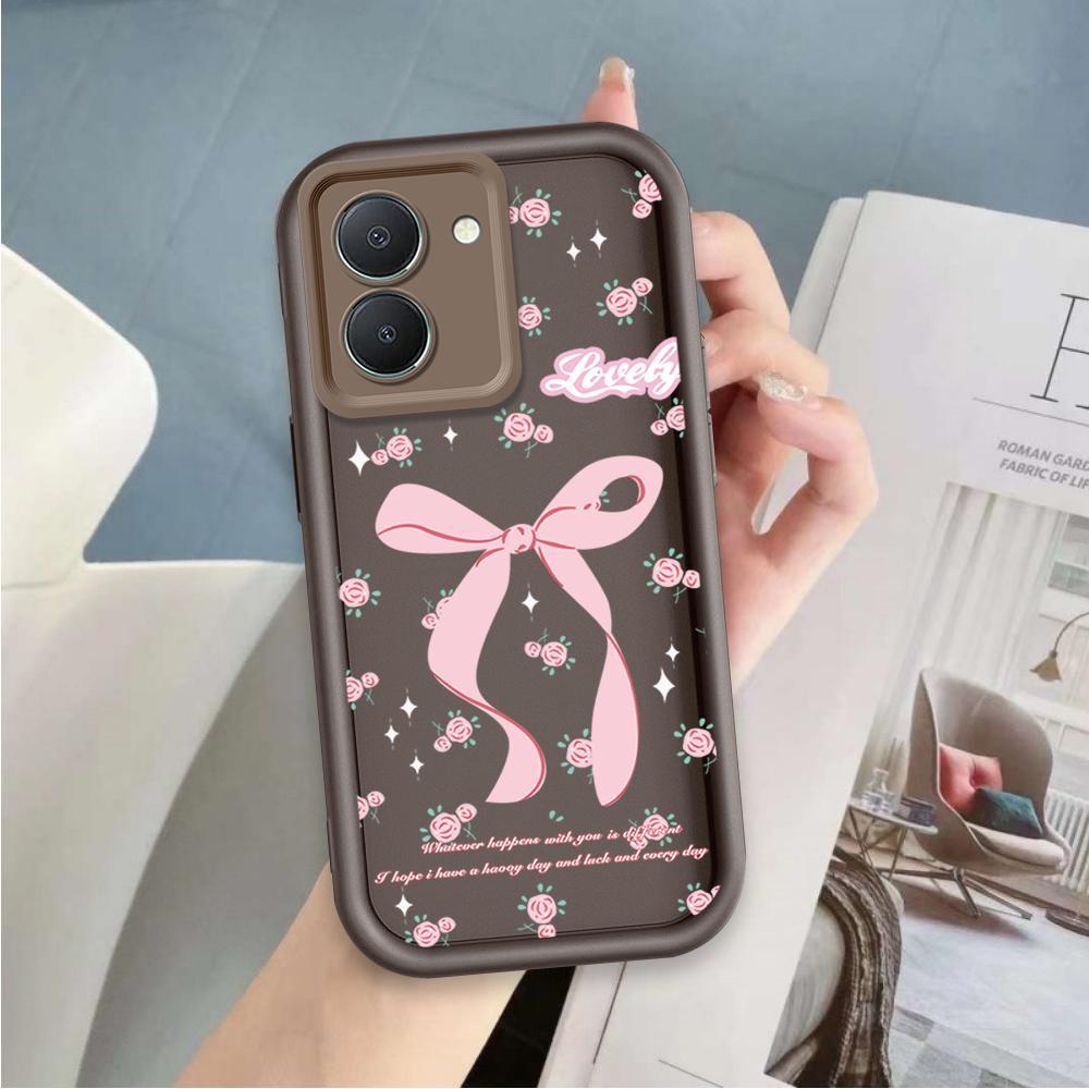 Vỏ Cho VIVO Y36 Y27S 4G Hoạt Hình Silicon Màu Kẹo Vỏ Điện Thoại Mềm TPU Bướm Nơ Ins Phong Cách Mắt Thiên Thần Chống Sốc Ốp Lưng