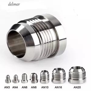 DELMER Thẳng Nam Hàn Lắp Adapter, Đế Tròn Bên Ngoài Chủ Đề Bạc Nam Nhôm Hàn, AN4-AN20 Nhôm Hàn Khớp Hàn Trên Fittting Bung Nut Xe