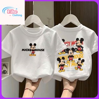 Áo phông cho bé trai và bé gái in hình Chuột Mickey dễ thương, được làm từ chất liệu cotton mềm mại, thoải mái