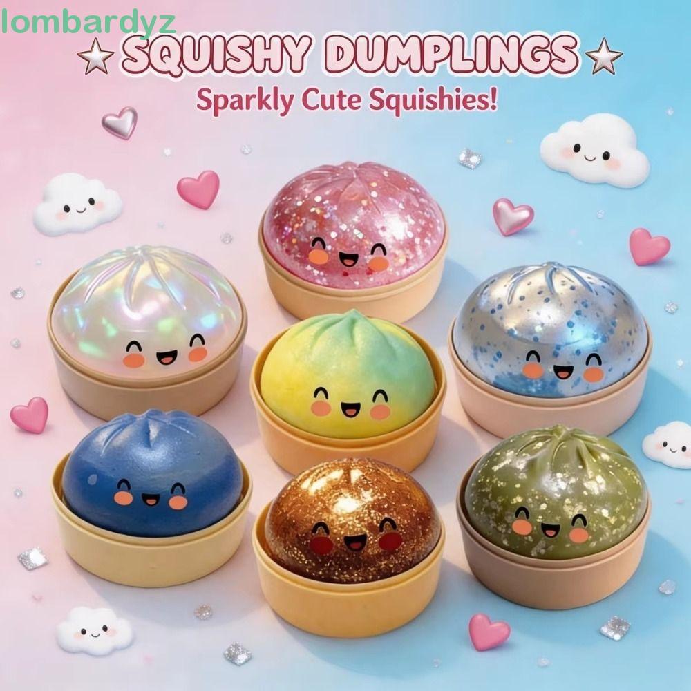 LOMBARDY Bánh bao Squishes, Quả bóng cảm giác cầu vồng khổng lồ, Mô phỏng hình bánh bao lấp lánh Đồ chơi Squishy mềm dễ thương Quà tặng trẻ em