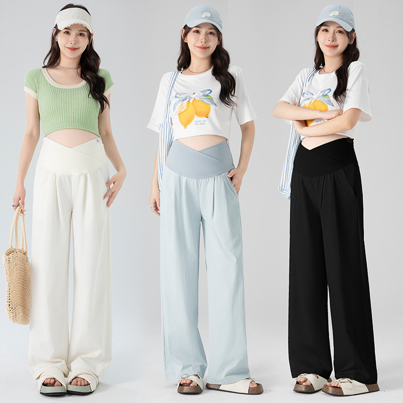 Quần bà bầu mặc ngoài mùa hè Quần ống rộng dáng rộng thông thường