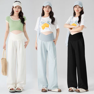 Quần bà bầu mặc ngoài mùa hè Quần ống rộng dáng rộng thông thường